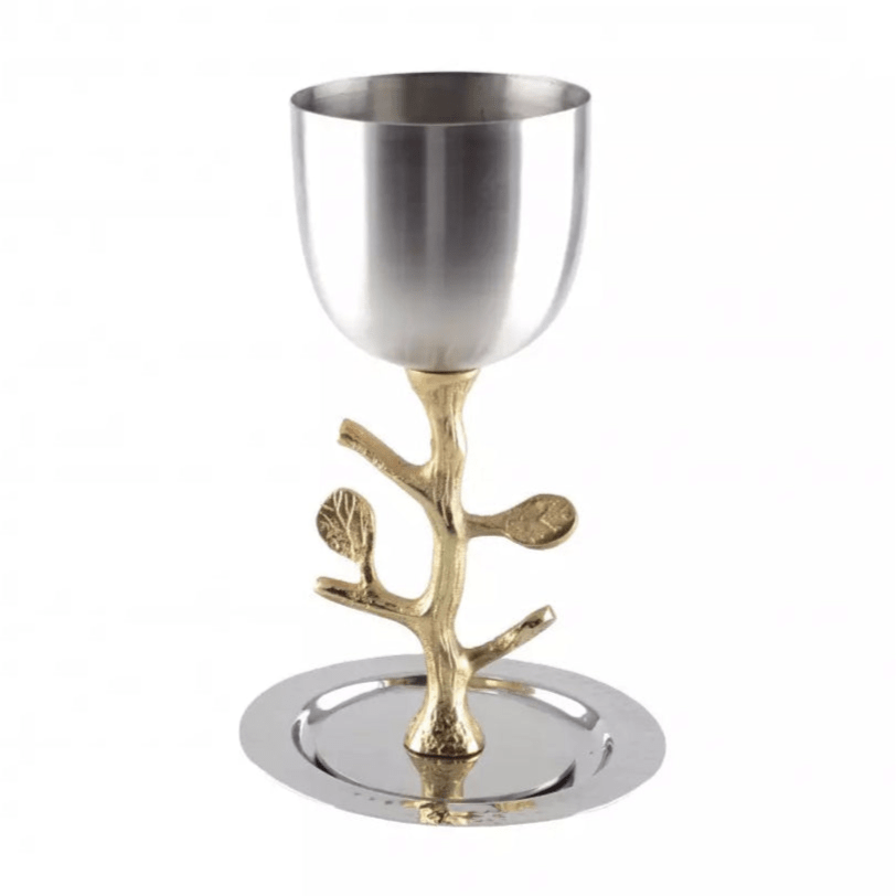 Aulica Kiddush Cups Golden Pomegranate Kiddush Cup and Saucer