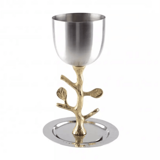 Golden Pomegranate Kiddush Cup and Saucer