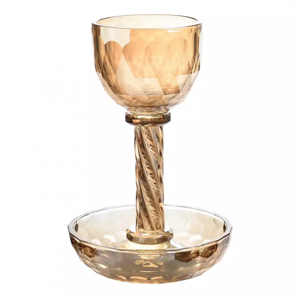 Aulica Kiddush Cups Amber Glass Kiddush Cup and Saucer