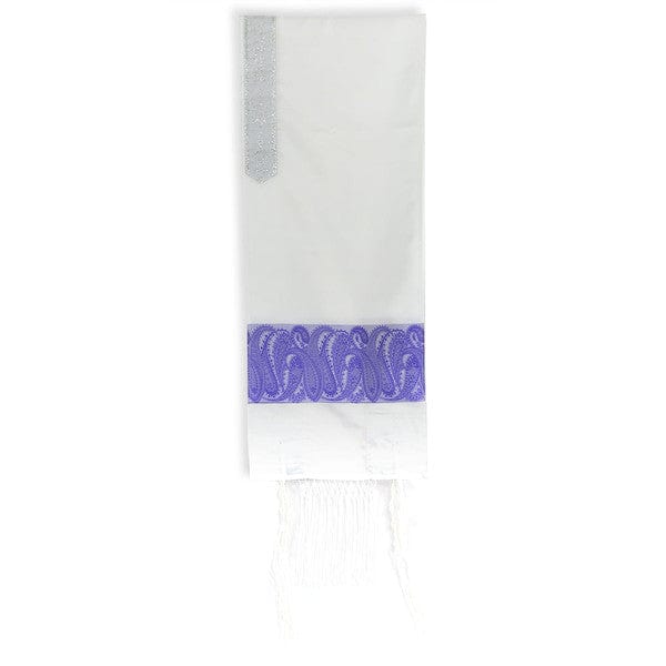 Zion Tallis Tallises White and Violet Paisley Tallis