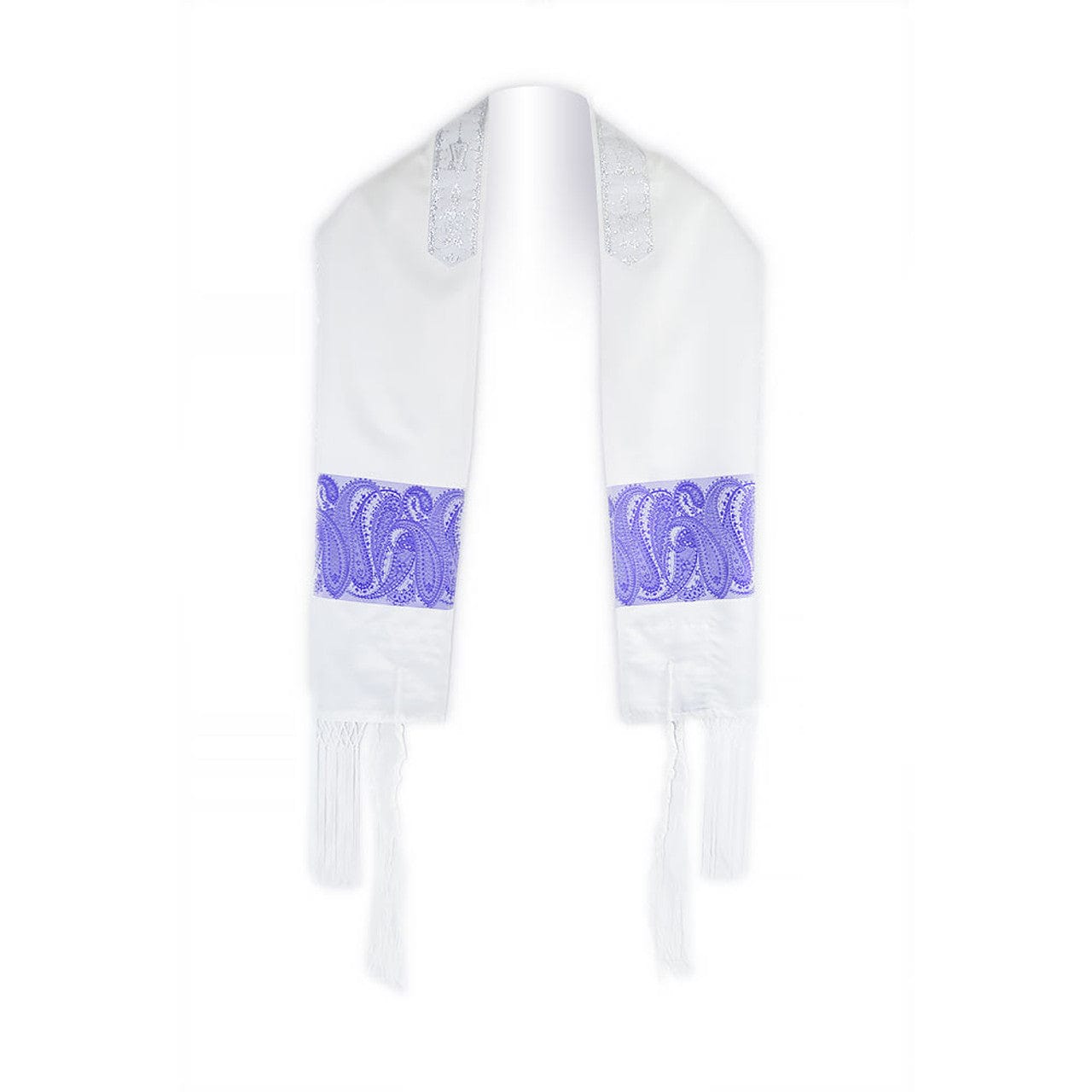 Zion Tallis Tallises White and Violet Paisley Tallis