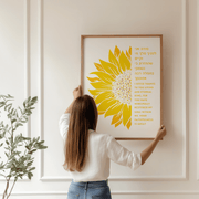 The Verse Prints Natural Wood Frame / 8x12 Modeh Ani Prayer Golden Sunflower Print