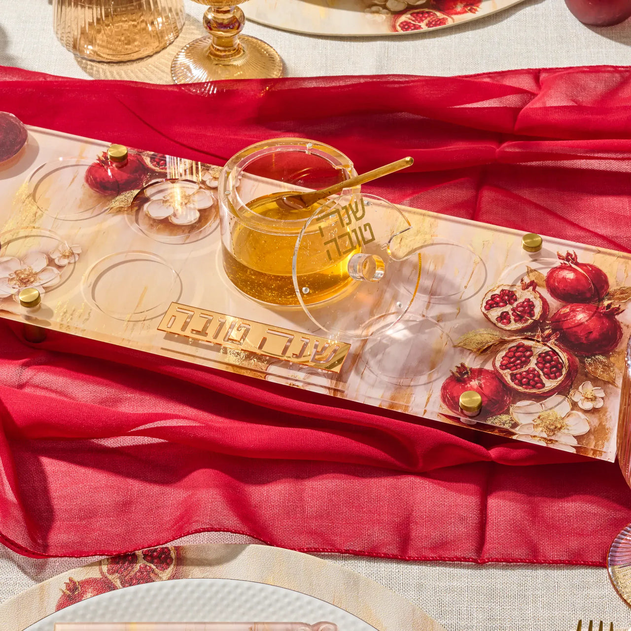 Waterdale Collection - Painted Pomegranate Simanim Tray - ModernTribe