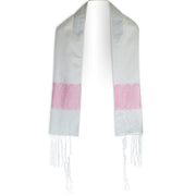 Zion Tallis Tallises 13" x 64" White and Pink Paisley Tallis