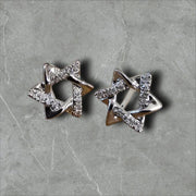 Alef Bet Earrings Diamond Star Earrings in 14k Gold