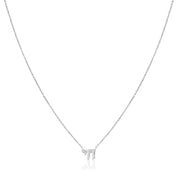 Alef Bet Necklaces Diamond Chai Hebrew Necklace In 14k - Gold or White Gold