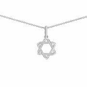 Alef Bet Necklaces White Gold / 16" Jewish Star Necklace in 14K Gold