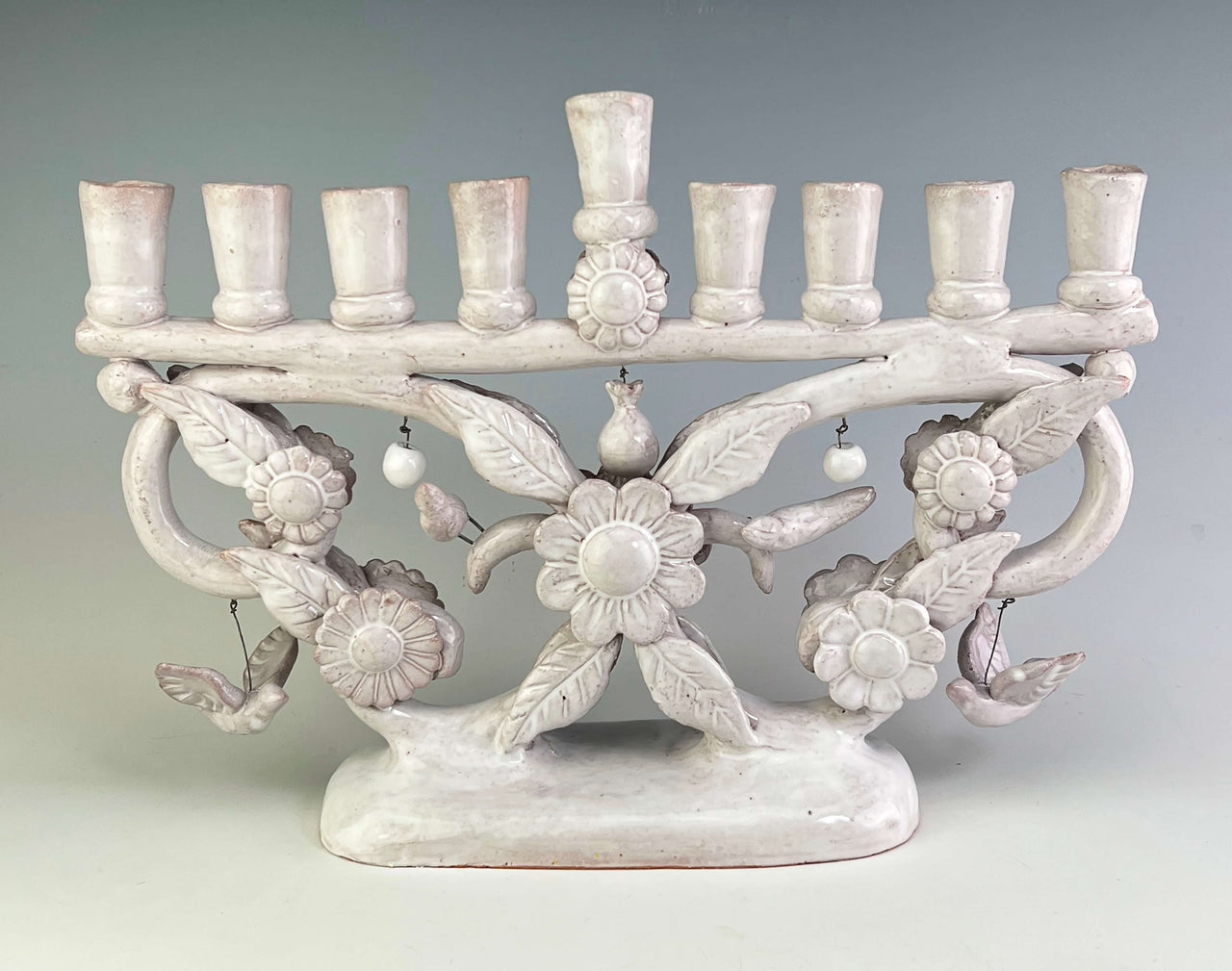 Liz Lauter Menorahs White Tree of Life Menorah by Liz Lauter