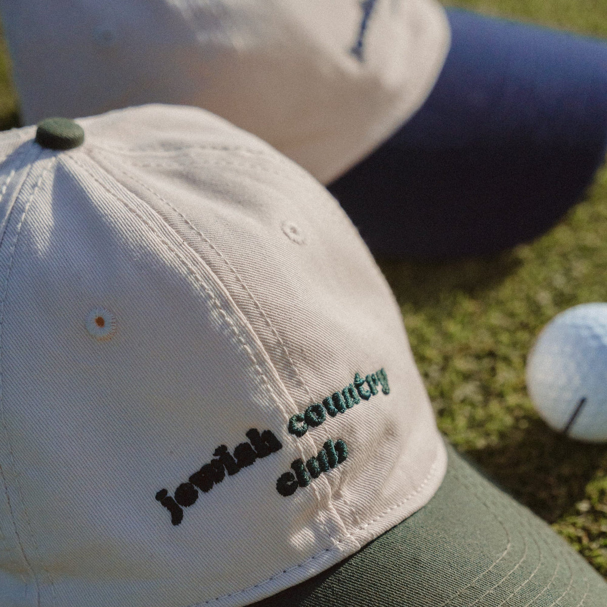 Jewish Country Club Dad Hat - Cream and Green - view 4