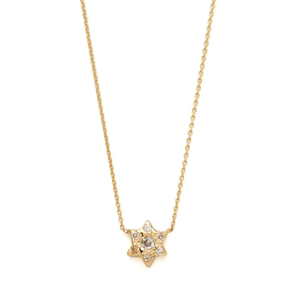 Alef Bet Necklaces Diamond Star of David Necklace by Elisa Solomon - 18k Yellow Gold