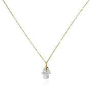 Alef Bet Necklaces Gold Hamsa and Diamond Pendant Necklace