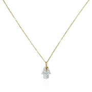 Alef Bet Necklaces Hamsa and Diamond Necklace - 14k Gold