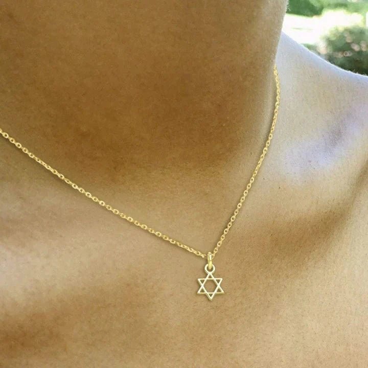 Alef Bet - Tiny Jewish Star of David Necklace - Sterling Silver or Gold - ModernTribe
