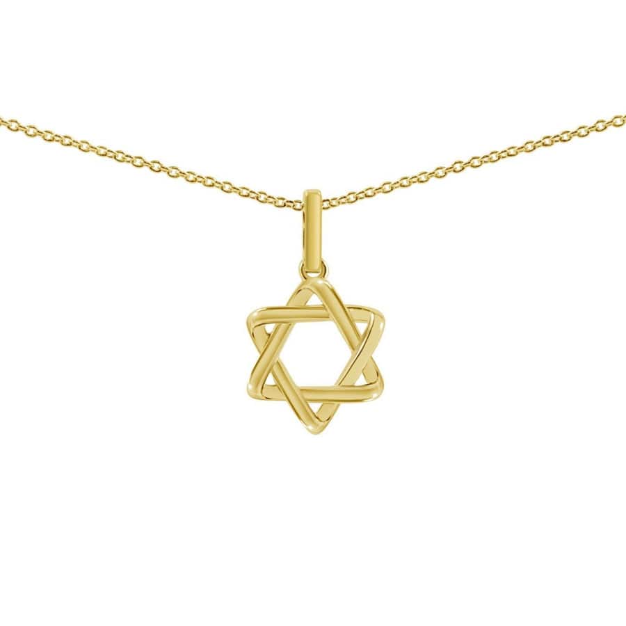 Alef Bet Necklaces Gold / 16" Jewish Star Necklace in 14K Gold