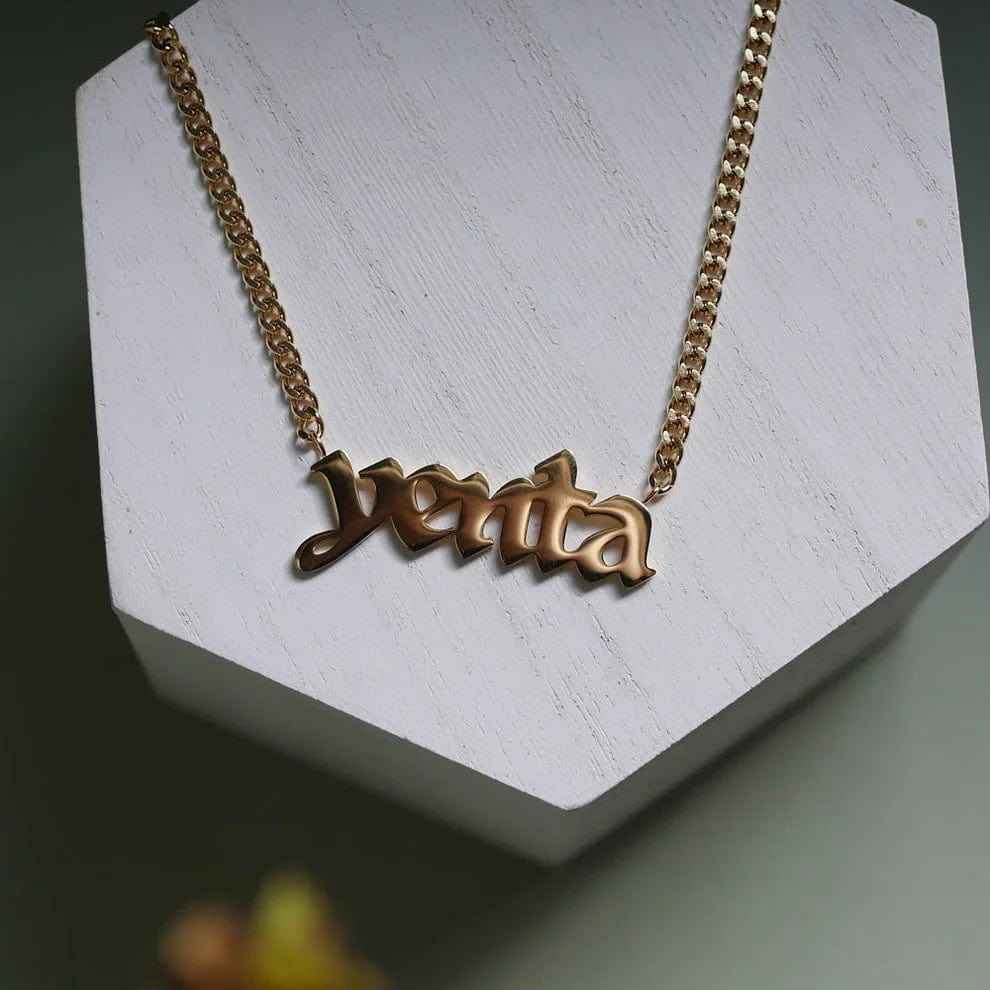 Mamaleh - Yenta Blackletter Necklace - Gold - ModernTribe