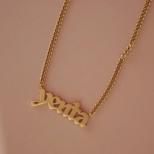 Yenta Blackletter Necklace - Gold