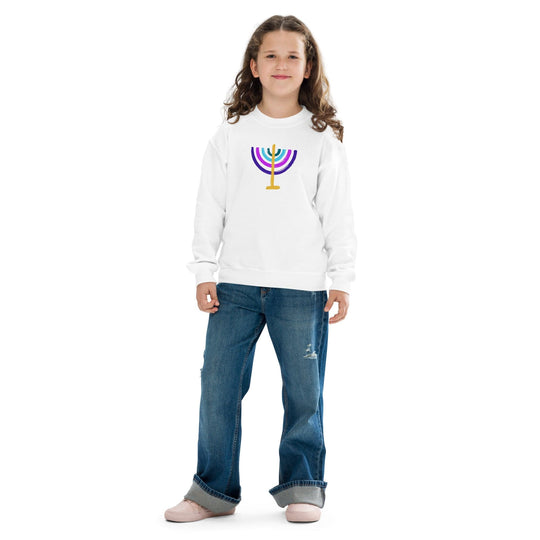 Colorful Menorah Kids Crewneck Sweatshirt