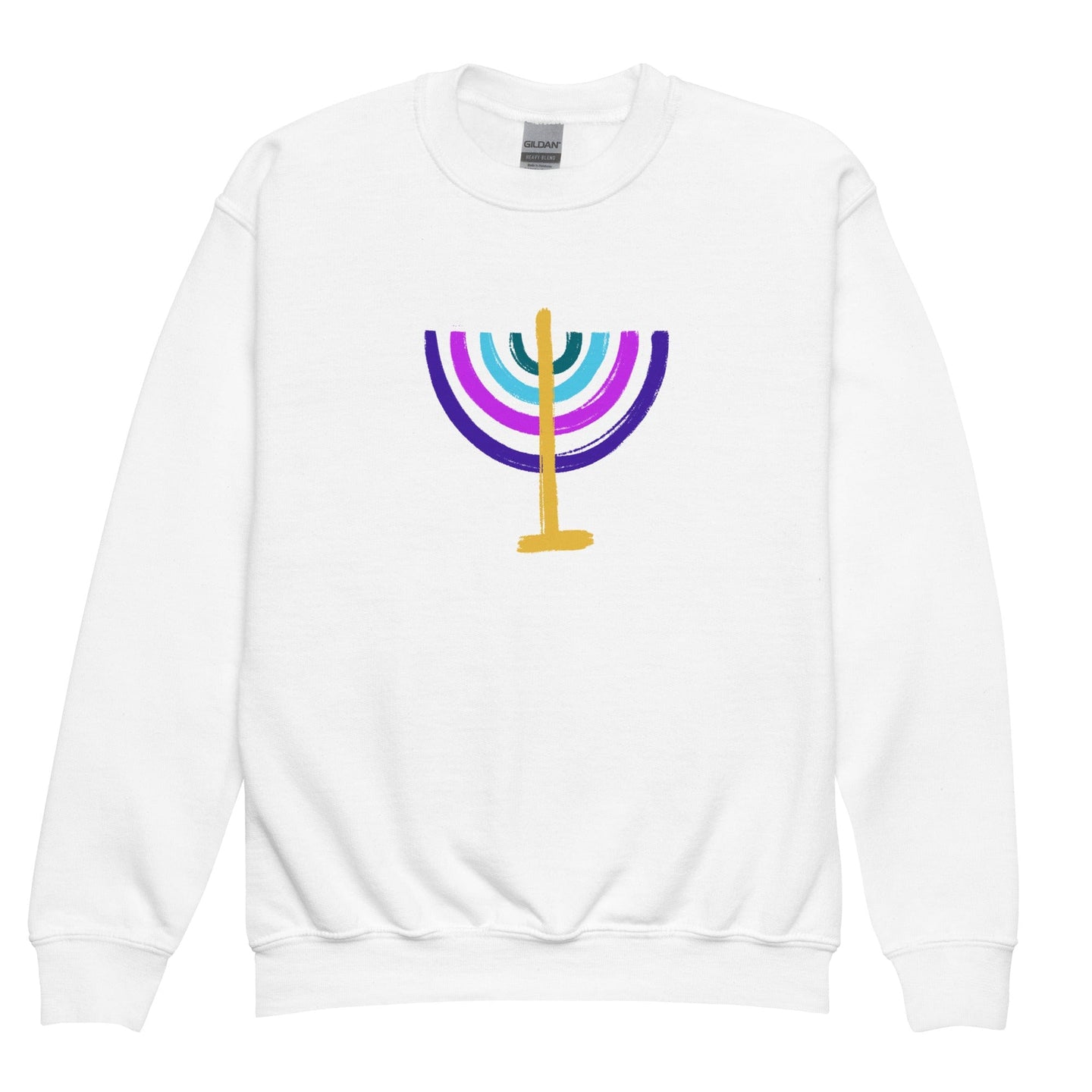 ModernTribe Apparel - Colorful Menorah Kids Crewneck Sweatshirt - ModernTribe