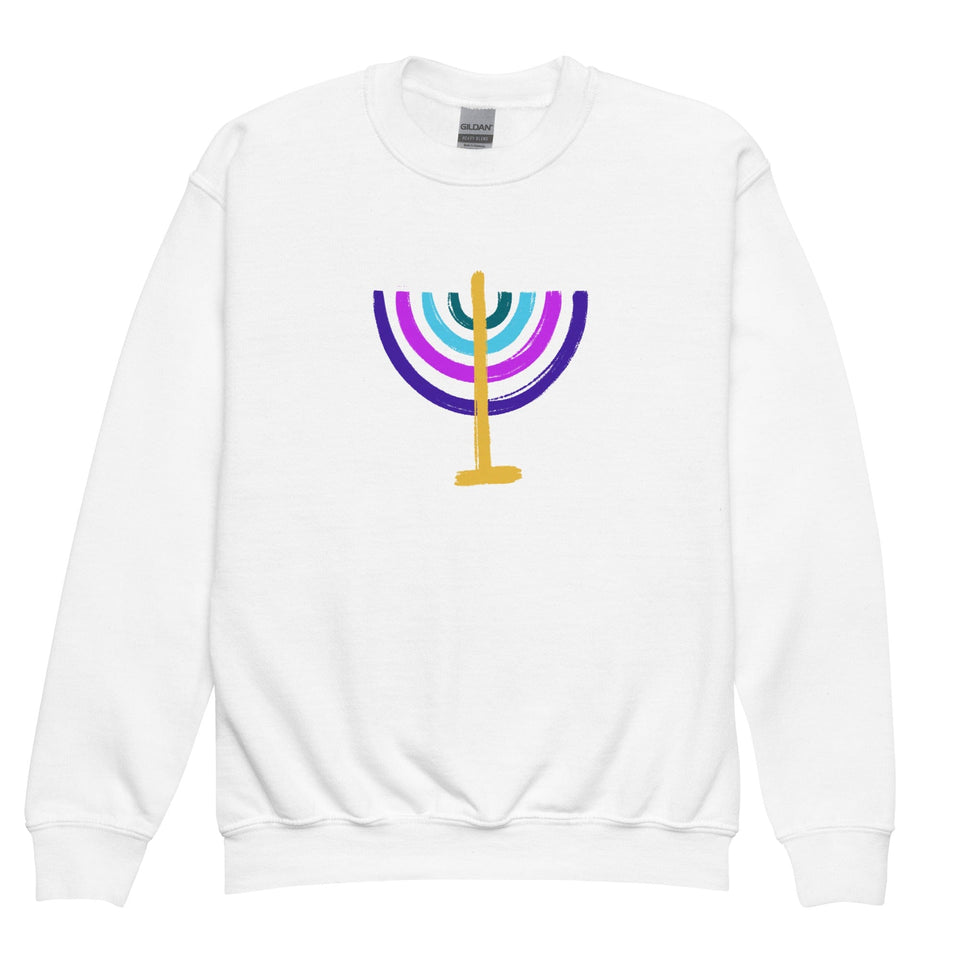 ModernTribe Apparel - Colorful Menorah Kids Crewneck Sweatshirt - ModernTribe
