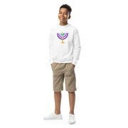 ModernTribe Apparel Sweatshirts Colorful Menorah Kids Crewneck Sweatshirt