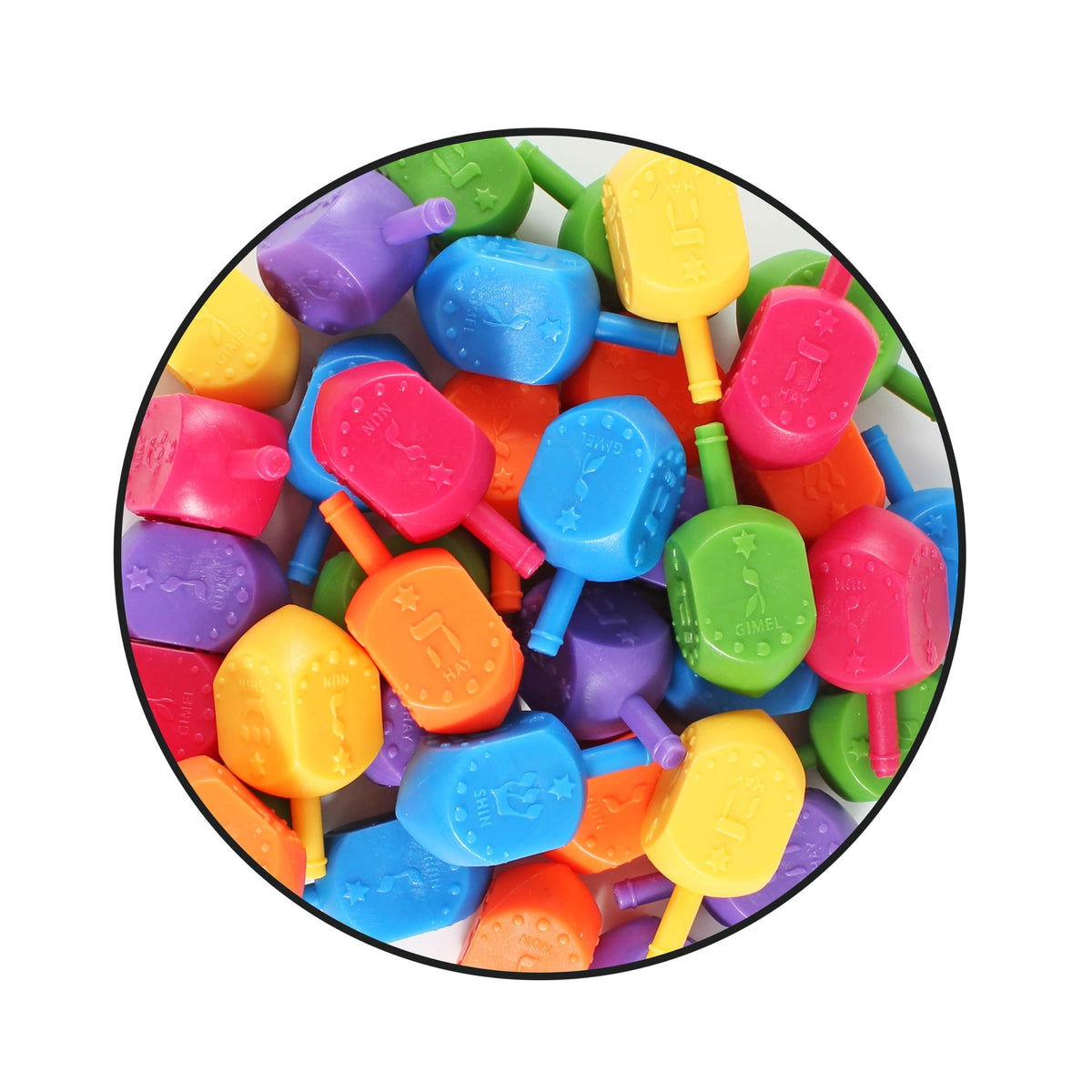 Zion Judaica Dreidels 30 Pack Medium Plastic Dreidels - Multicolored
