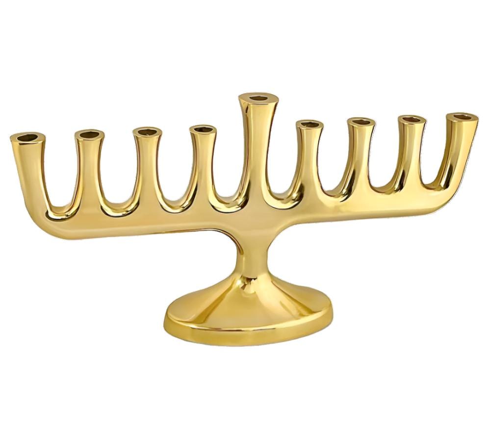 Aviv Judaica Menorahs Contemporary Aluminum Menorah - Gold