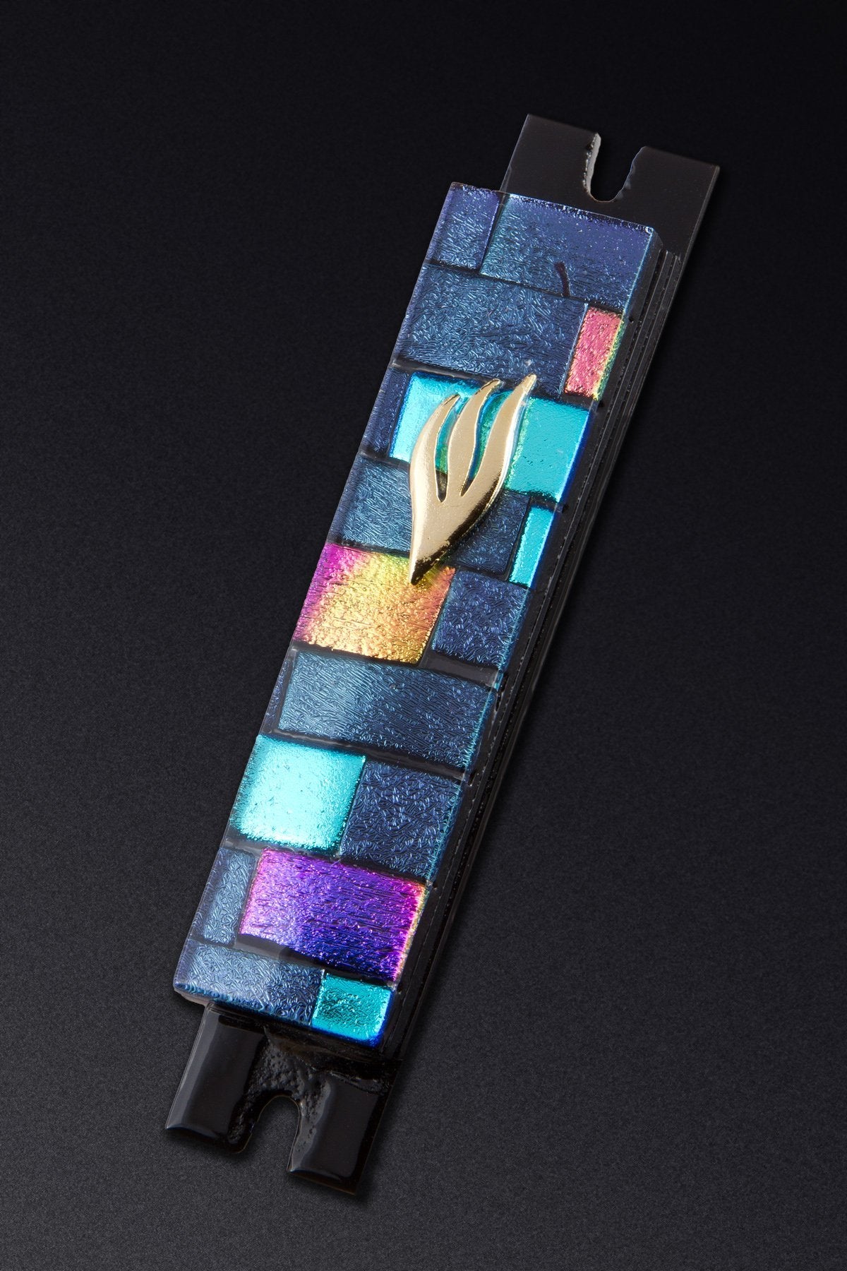 Daryl Cohen - Purple and Multi Color Brick Glass Mezuzah by Daryl Cohen - ModernTribe