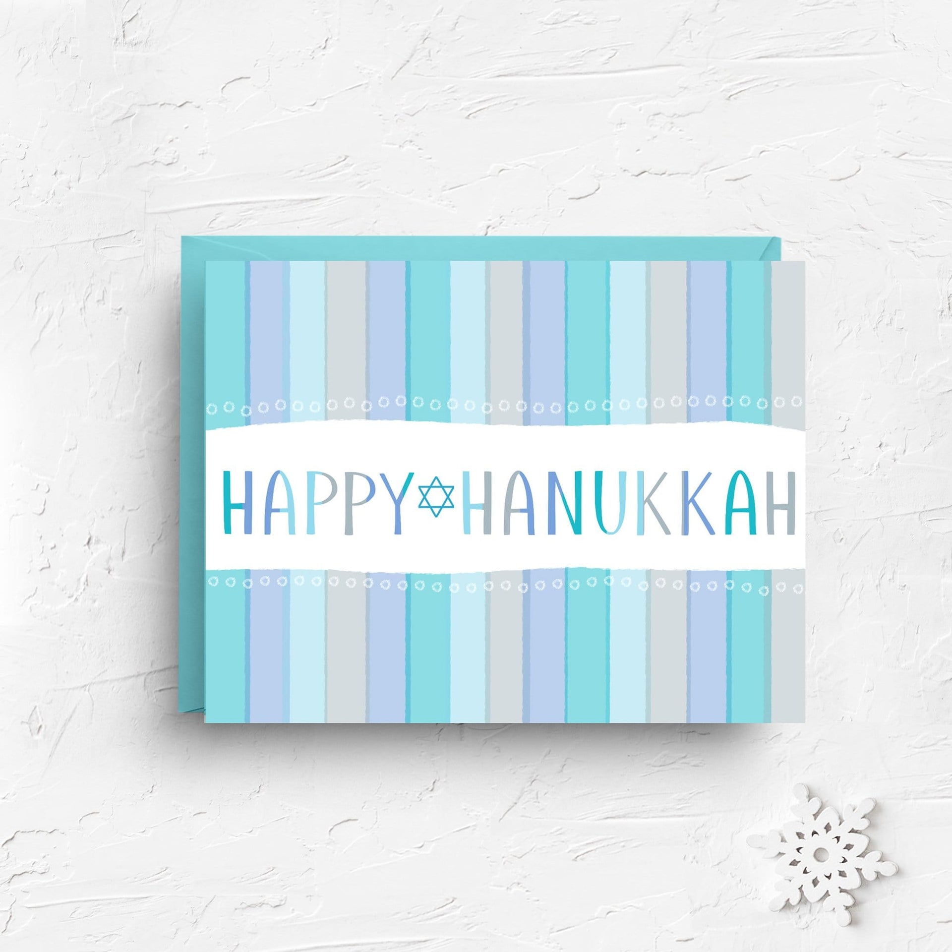 Nicole Marie Paperie Card Happy Hanukkah Striped Greeting Cards, Box of 6