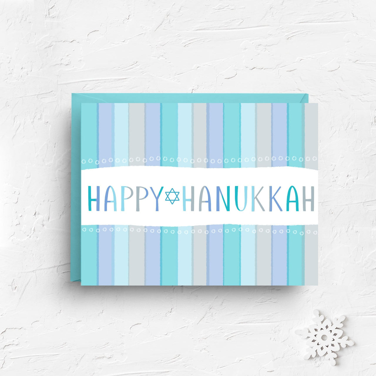 Nicole Marie Paperie - Happy Hanukkah Striped Greeting Cards, Box of 6 - ModernTribe