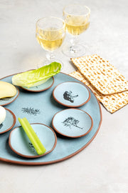 Israel Museum Seder Plates Trees of Israel Seder Plate - Blue