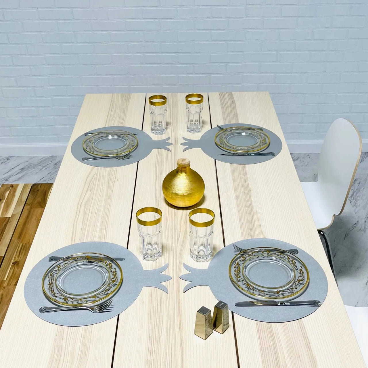 Broderies De France - 6 Pack Faux Leather Pomegranate Placemats - (Choice of Color) - ModernTribe
