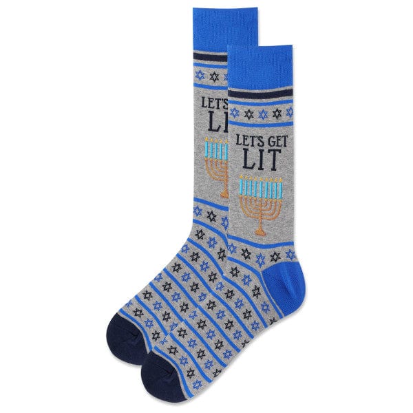 Hot Sox - Men's Let's Get Lit Menorah Socks - Gray - ModernTribe