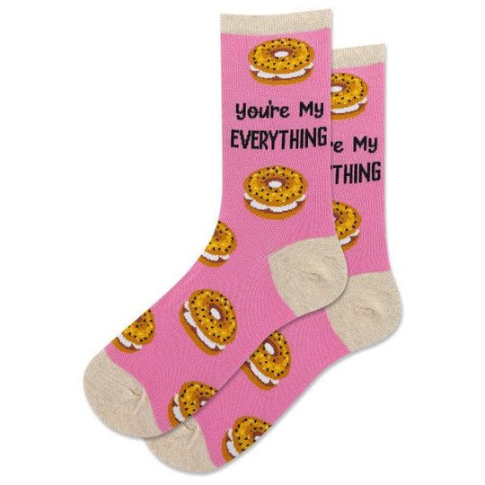 Women's You're My Everything Bagel Socks - Pink