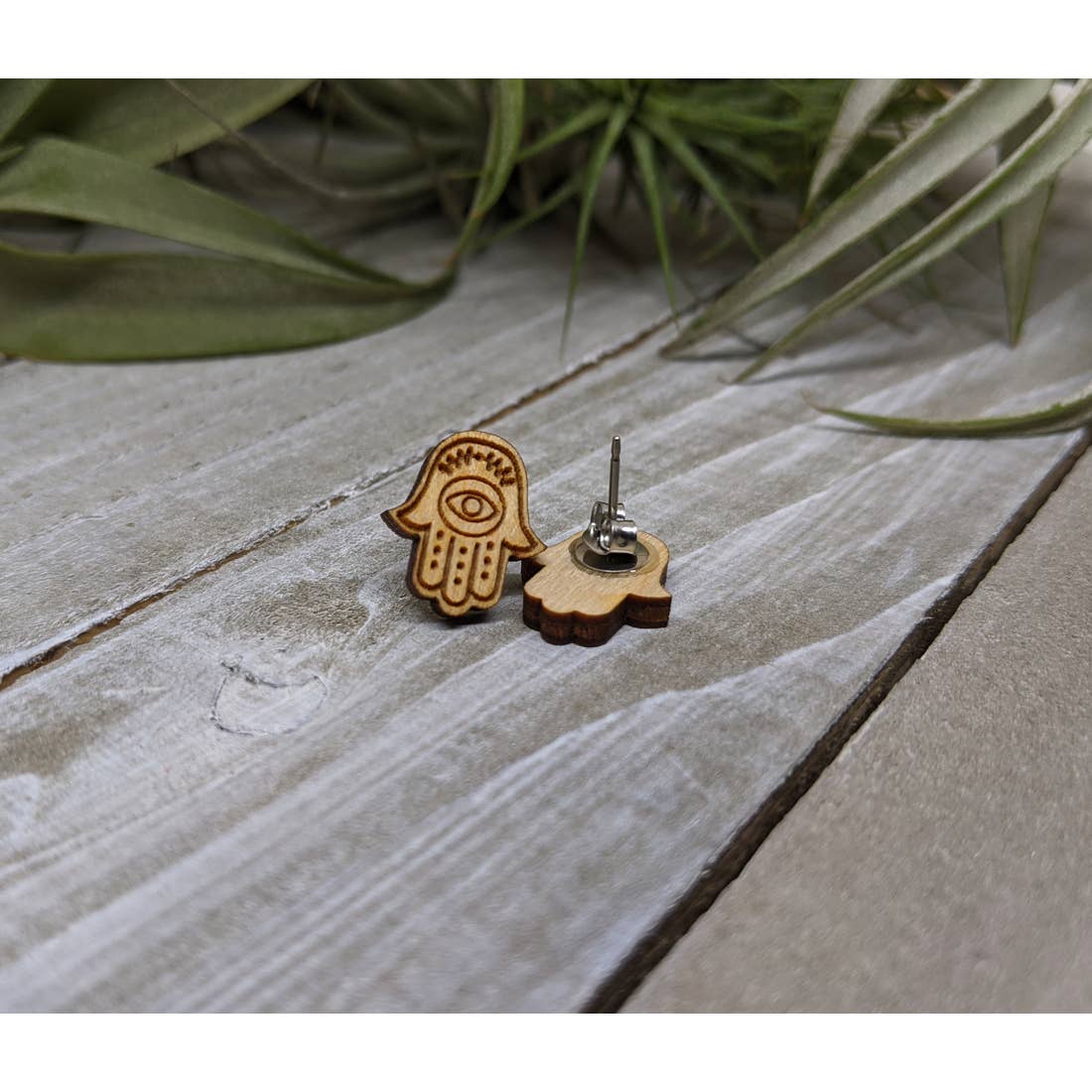 Unpossible Cuts - Hamsa Wood Earrings - ModernTribe