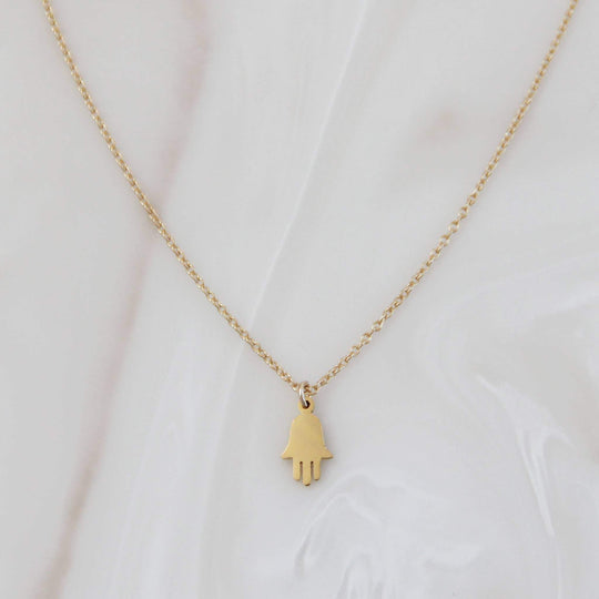 Tiny Hamsa Necklace - Gold or Silver