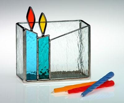 Handmade Glass Hanukkah or Shabbat Candle Box