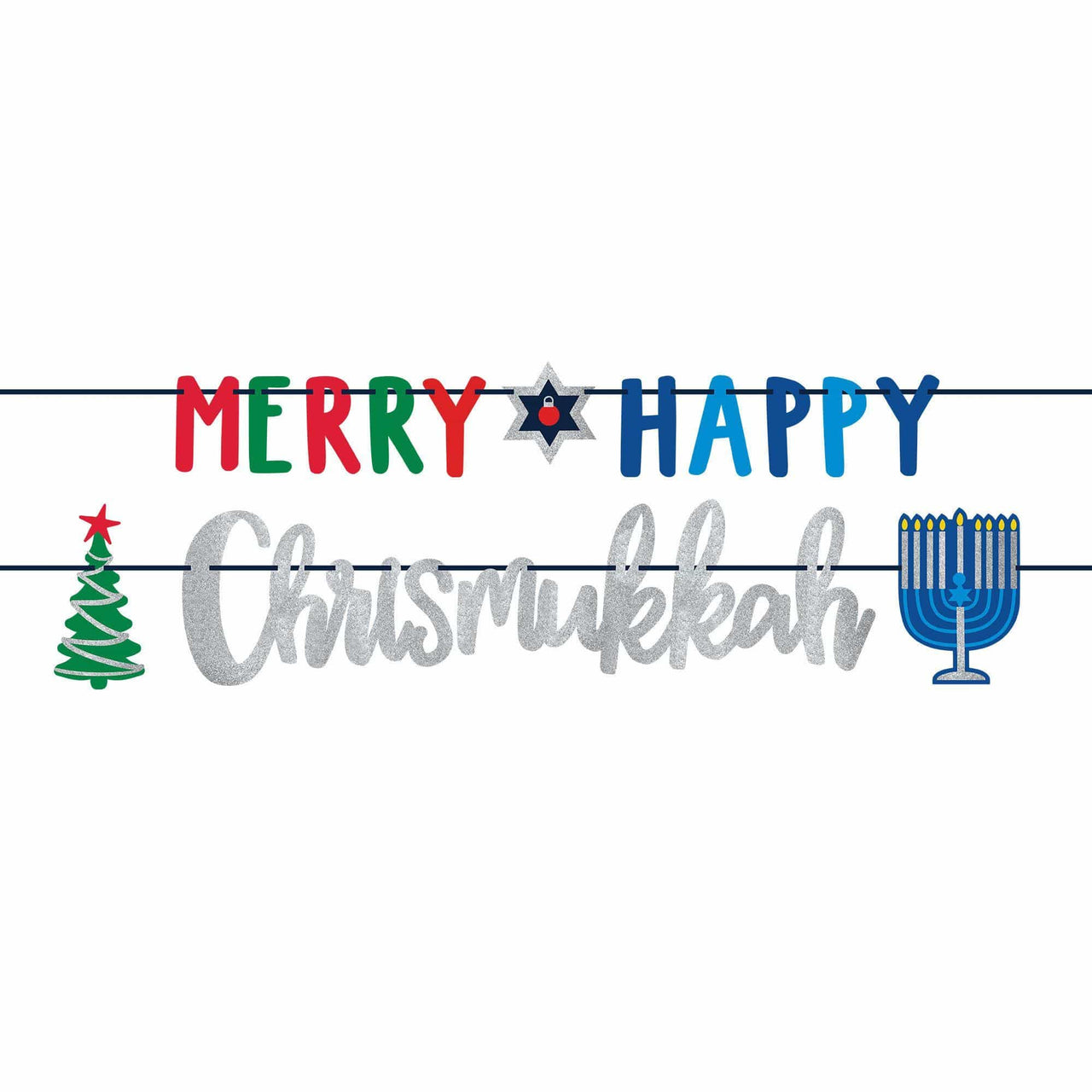 Amscan Decorations Merry Happy Chrismukkah Banner Kit