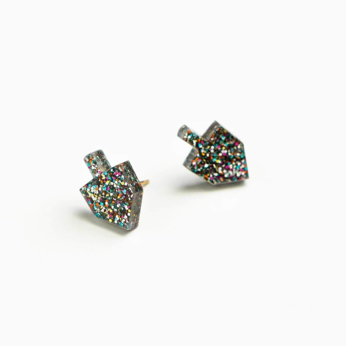 Ariel Tidhar Earrings Multi Glitter Dreidel Stud Earrings - Multi Glitter