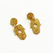 Ariel Tidhar Earrings Gold Mimi Hamsa Earrings - Gold Glitter