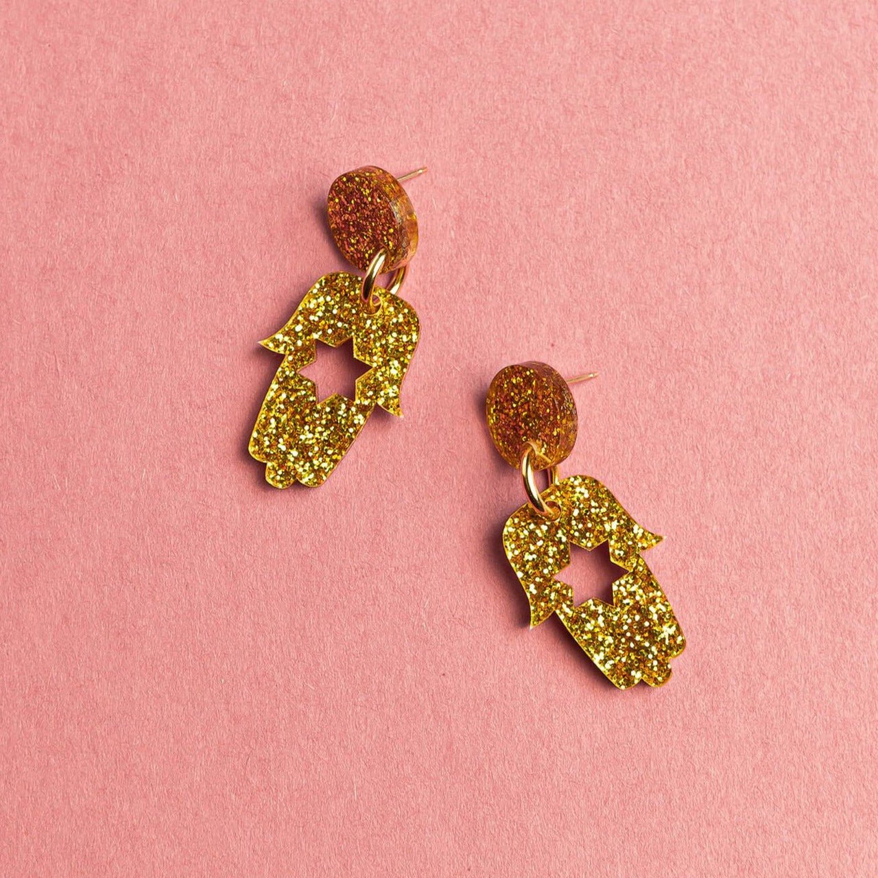 Ariel Tidhar - Mimi Hamsa Earrings - Gold Glitter - ModernTribe
