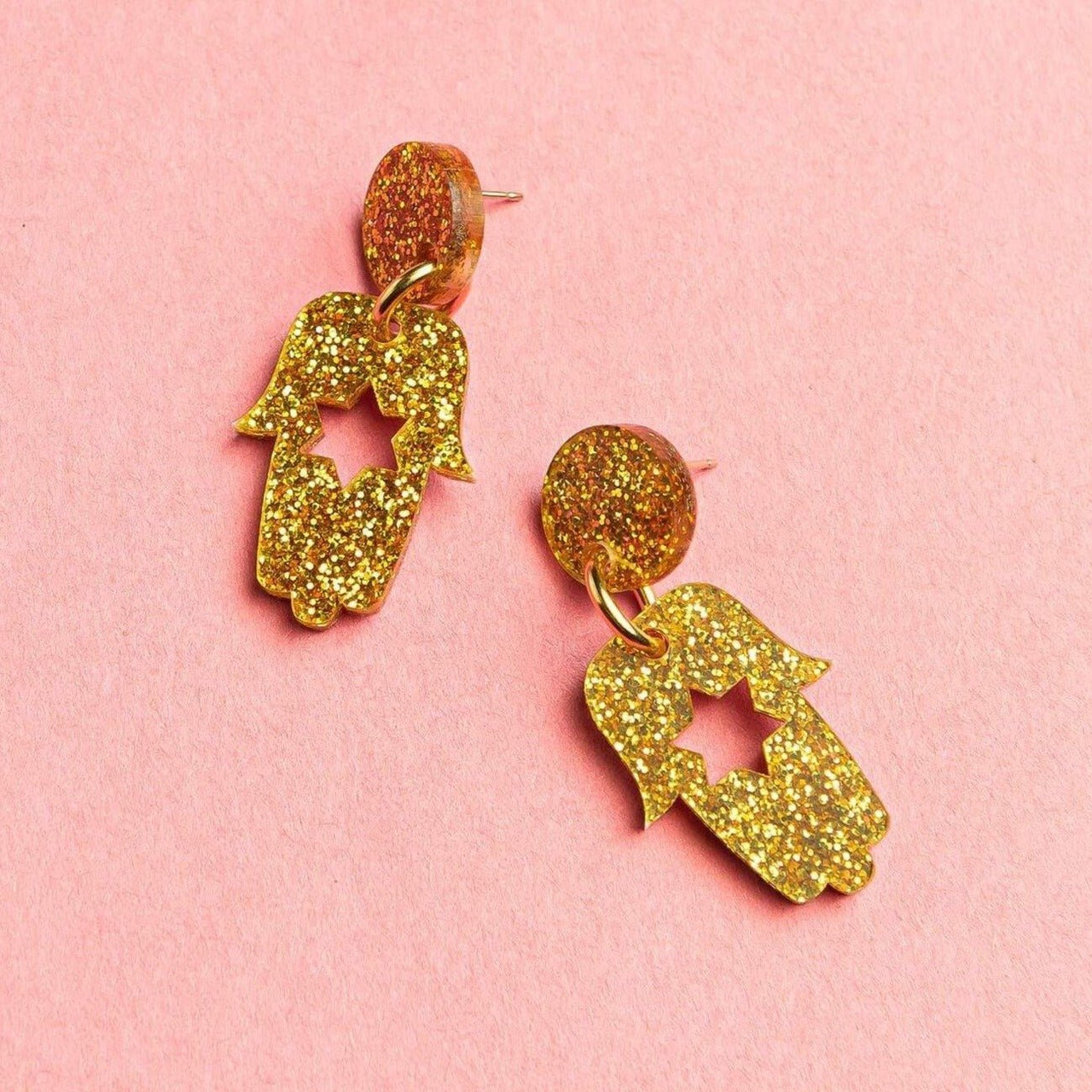 Ariel Tidhar - Mimi Hamsa Earrings - Gold Glitter - ModernTribe