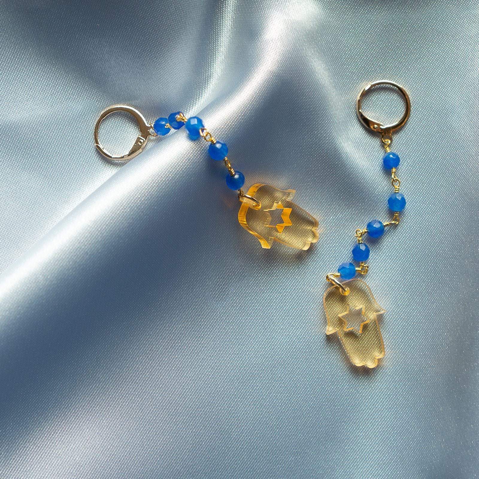 Ariel Tidhar Earrings Blue Dahliah Earrings - Blue and Nude