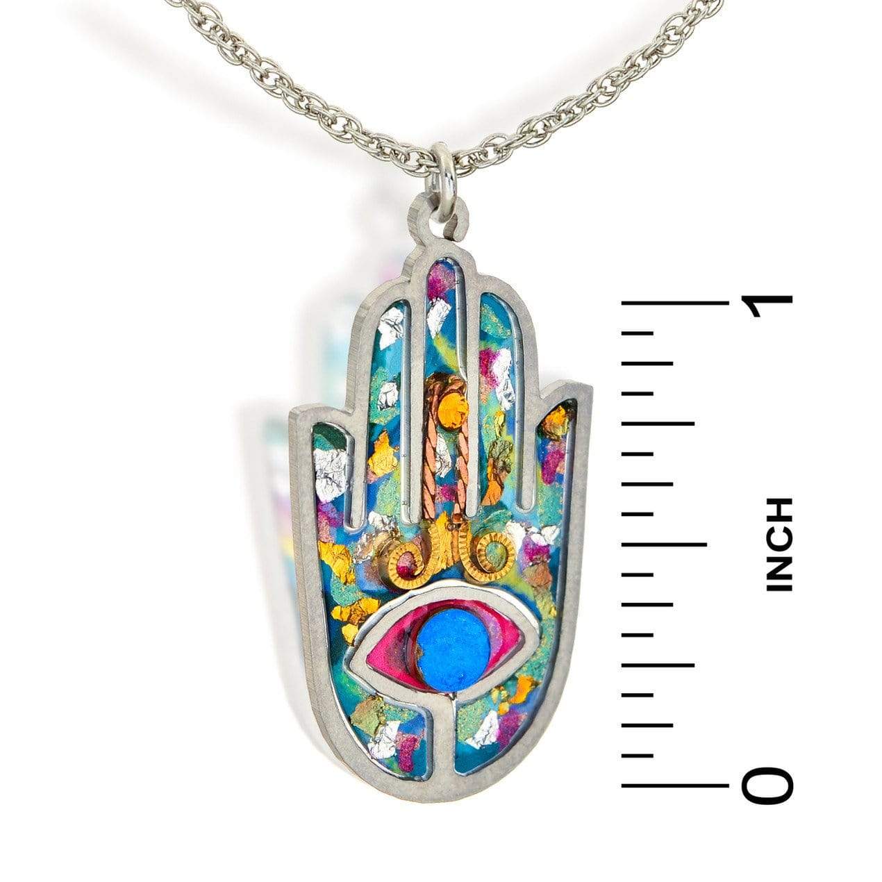 Seeka - Blue Seeka Hand - Painted Hamsa Necklace - ModernTribe