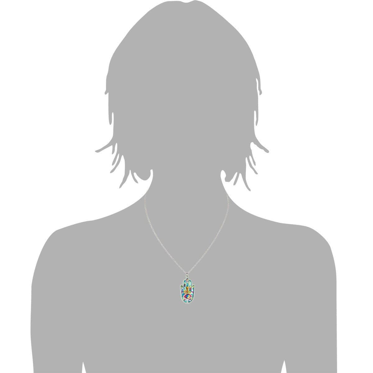 Seeka - Blue Seeka Hand - Painted Hamsa Necklace - ModernTribe