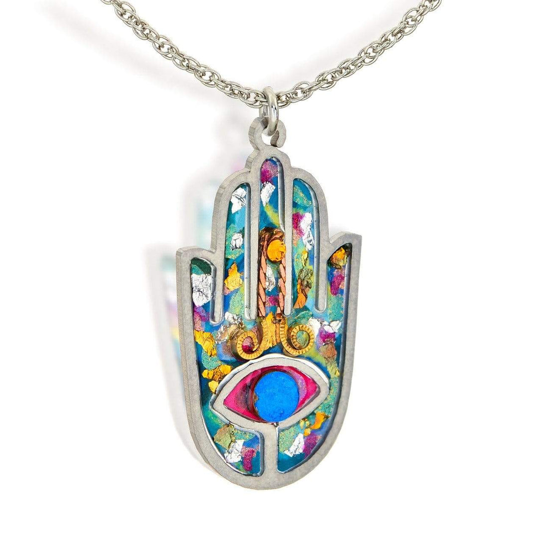 Seeka Handpainted Colorful Hamsa Necklace Choice of Color 