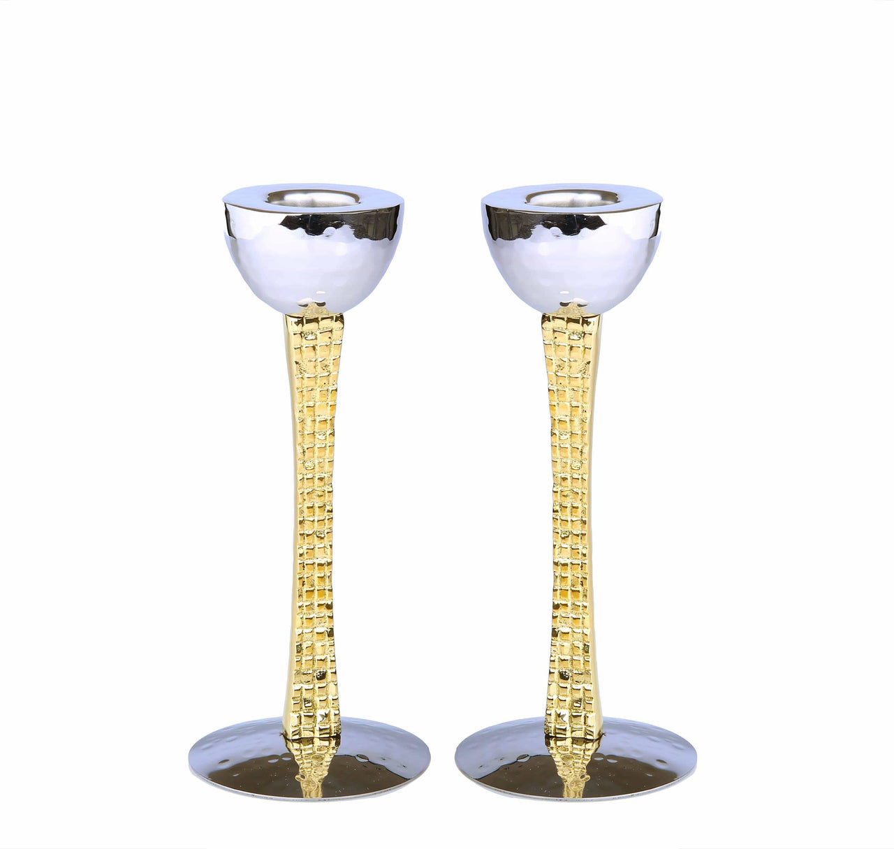 Classic Touch Decor Candlesticks Gold and Nickel Candlesticks with Mosaic Design
