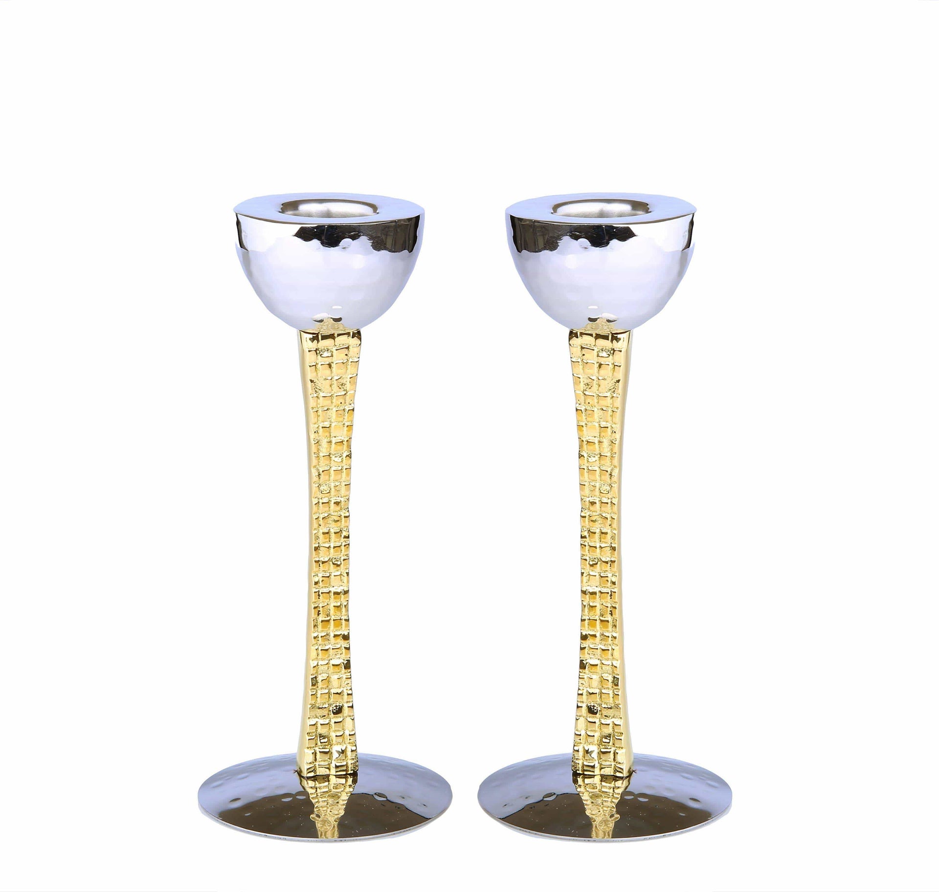 Classic Touch Decor Candlesticks Gold and Nickel Candlesticks with Mosaic Design