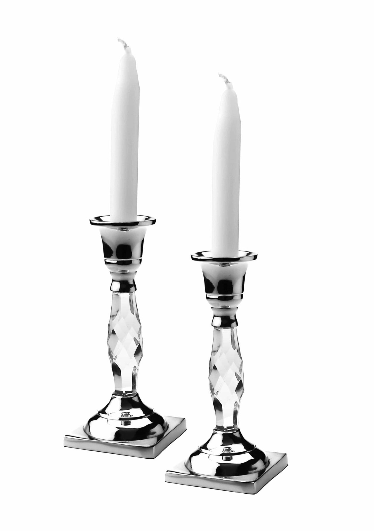 Classic Touch Decor - Silver Candlesticks With Glass Stand - ModernTribe