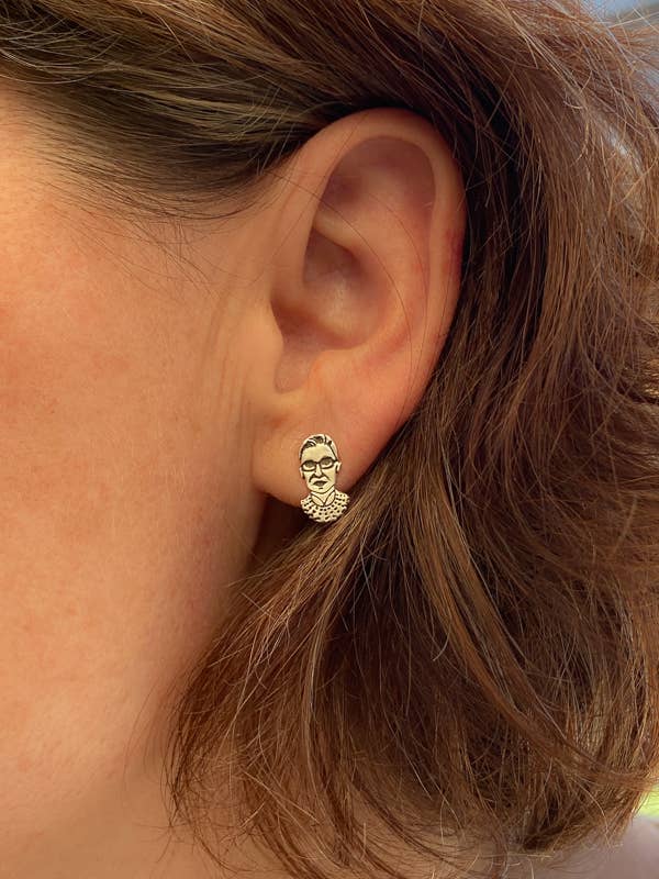 Chocolate and Steel - Ruth Bader Ginsburg RBG Stud Earrings - Sterling Silver or Gold - ModernTribe