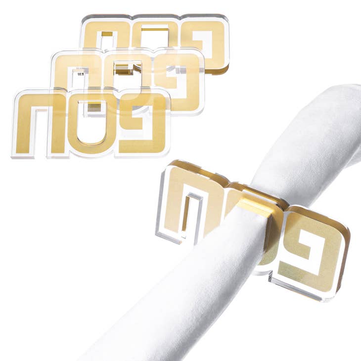 Waterdale Collection - Set of Four Pesach Napkin Rings - (Black, Gold or Silver) - ModernTribe